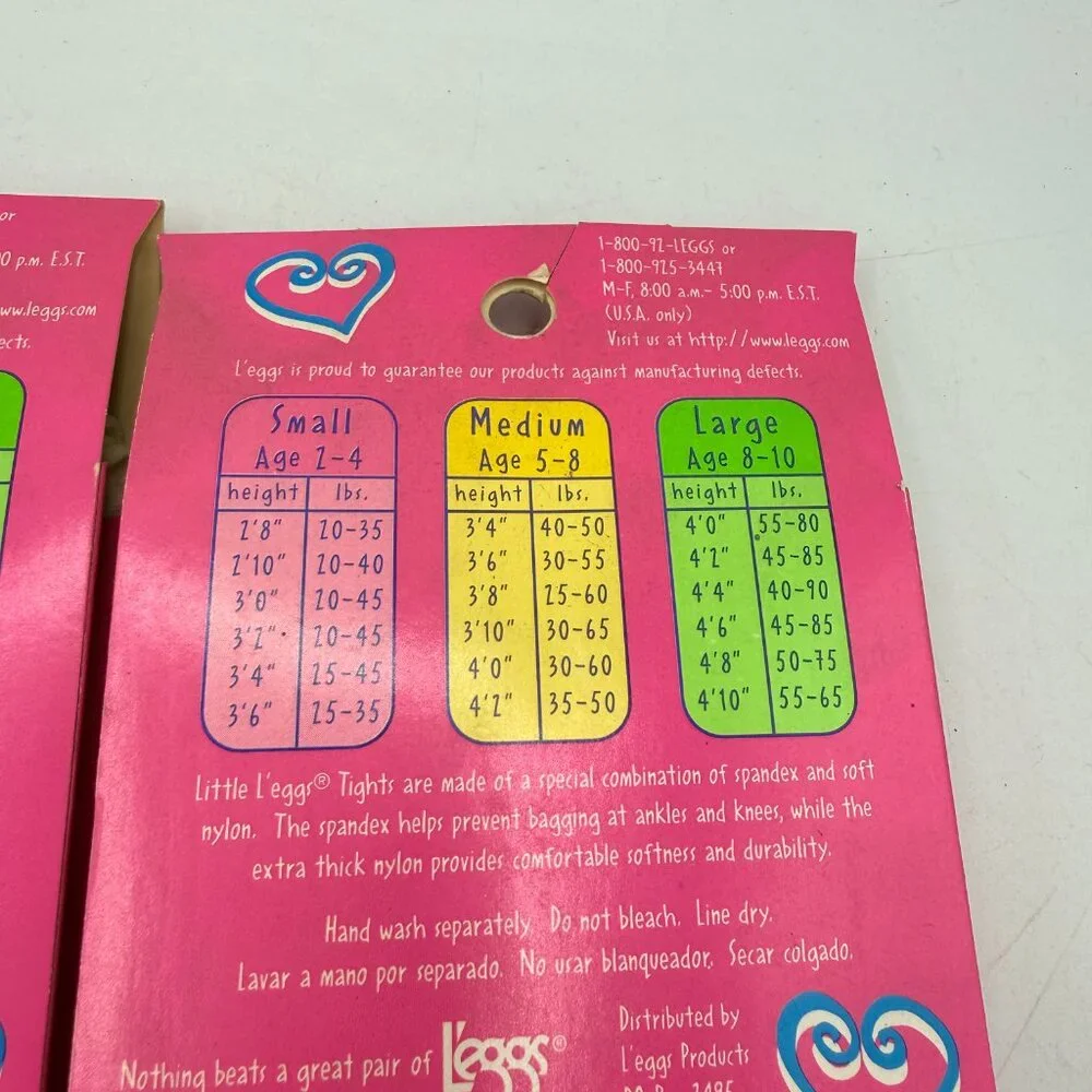 ✨ Vintage Little Leggs Tights Girls Size L 8–10 | NOS Lot of 2 | Pink Packaging